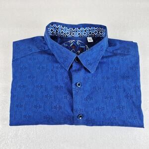 Robert Graham Men's XL Classic Fit Floral Blue Paisley Cotton Button Down Shirt